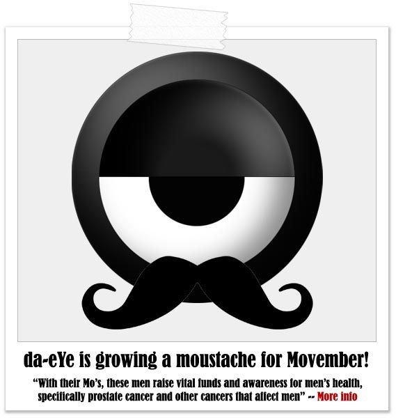 da-eYe wearing a black curled moustache for Movember